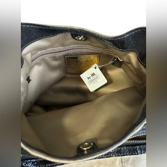 Coach Signature C Beige & Brown Leather Hobo Bag - Picture 5 of 12